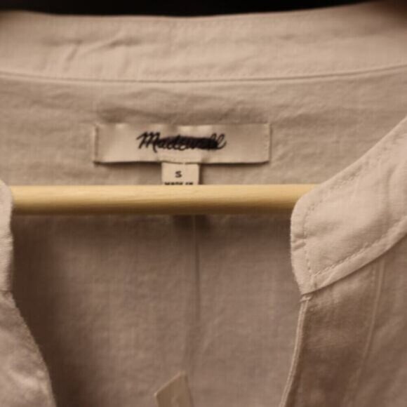 Madewell Rounded Shirttail Lakeline Popover V Neck Size S Oversized Short Sleeve - Picture 8 of 15